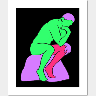 The Thinker - Vaporwave 80s Colors Posters and Art